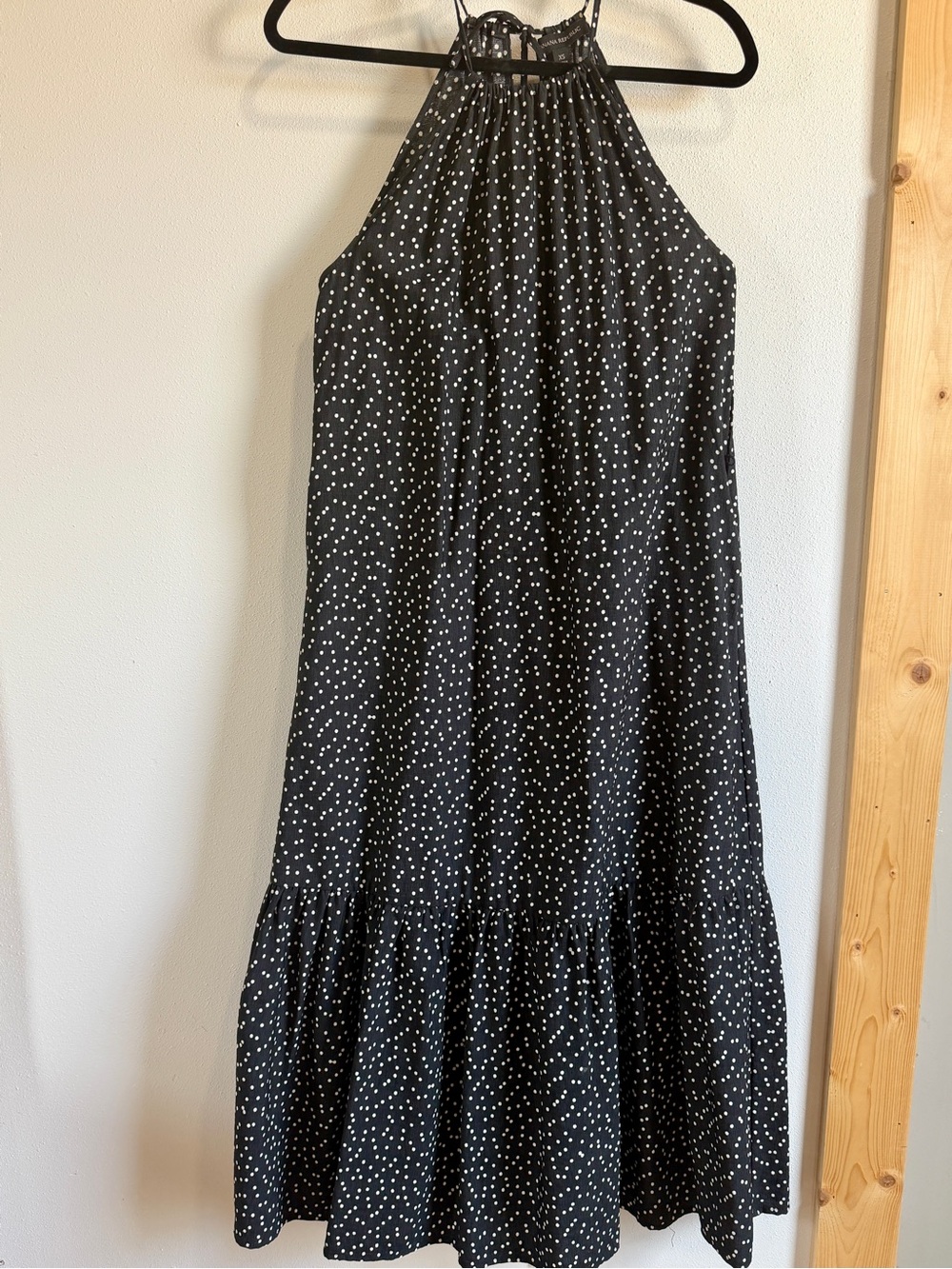 Banana Republic Black and White Polka Dot Halter Midi Dress